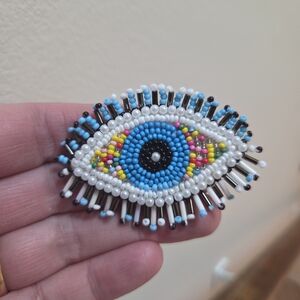 Colorful Beaded Eye Brooch